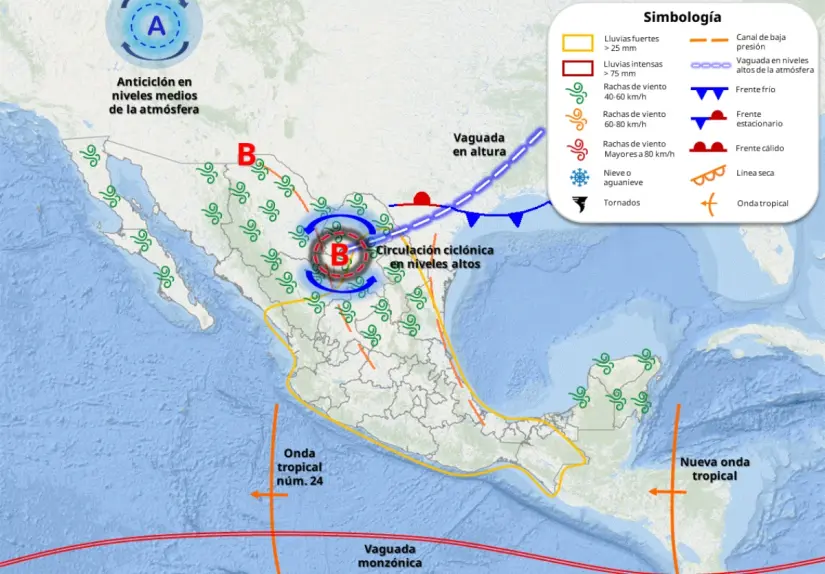 ¿Cuándo empieza el frío en Durango? Durango actualmente se encuentra bajo los efectos del monzón mexicano. Imagen: Conagua