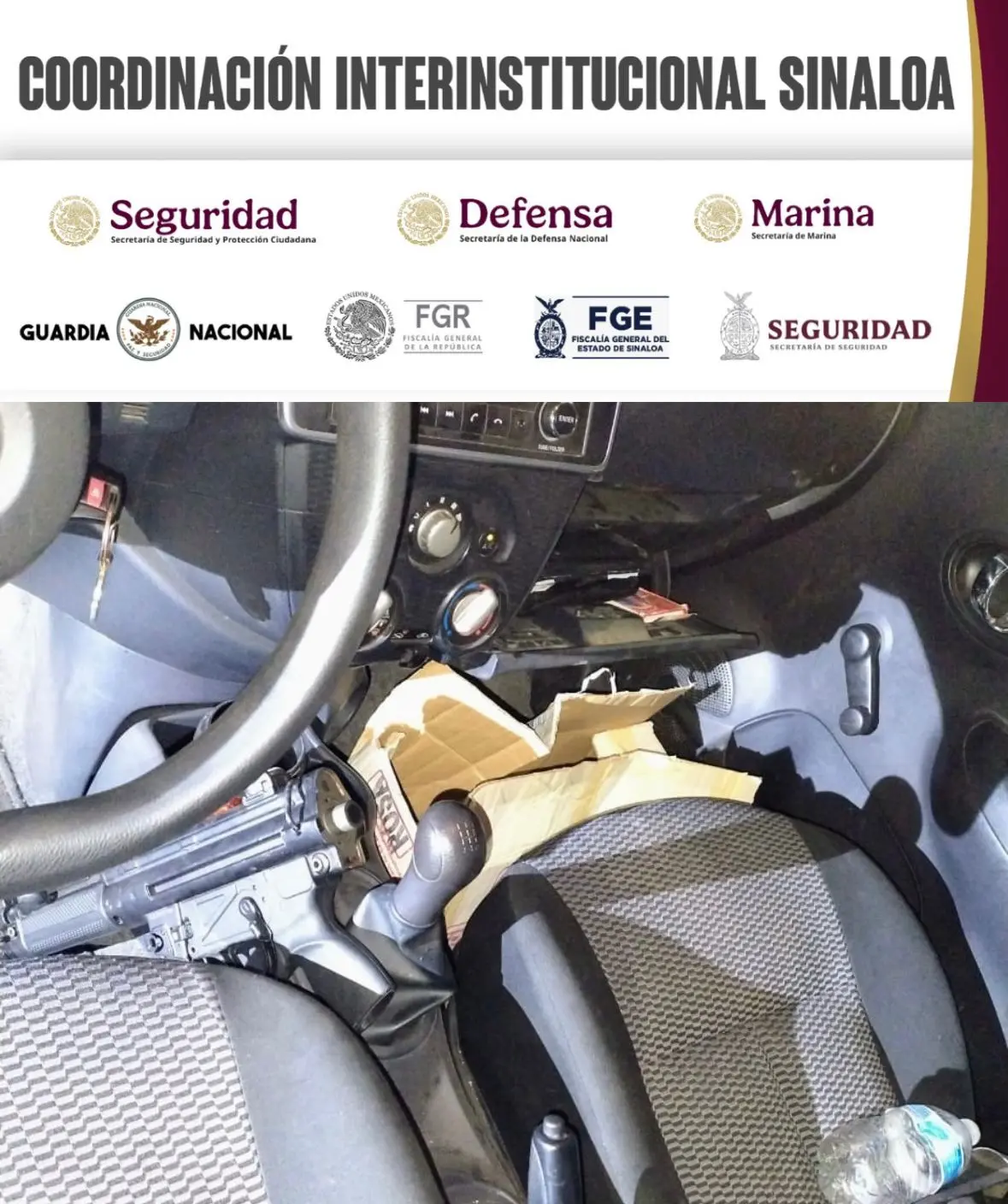 Guardia Nacional asegura vehículo con armas y ponchallantas en Culiacán. Guardia Nacional asegura vehículo con armas y ponchallantas en Culiacán.