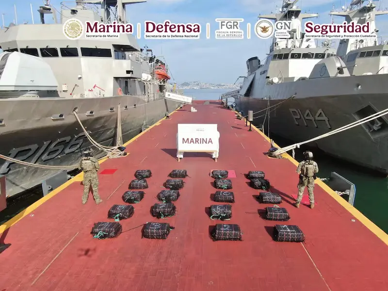 Continúan los operativos de seguridad en las costas de México Material decomisado. Foto: Marina
