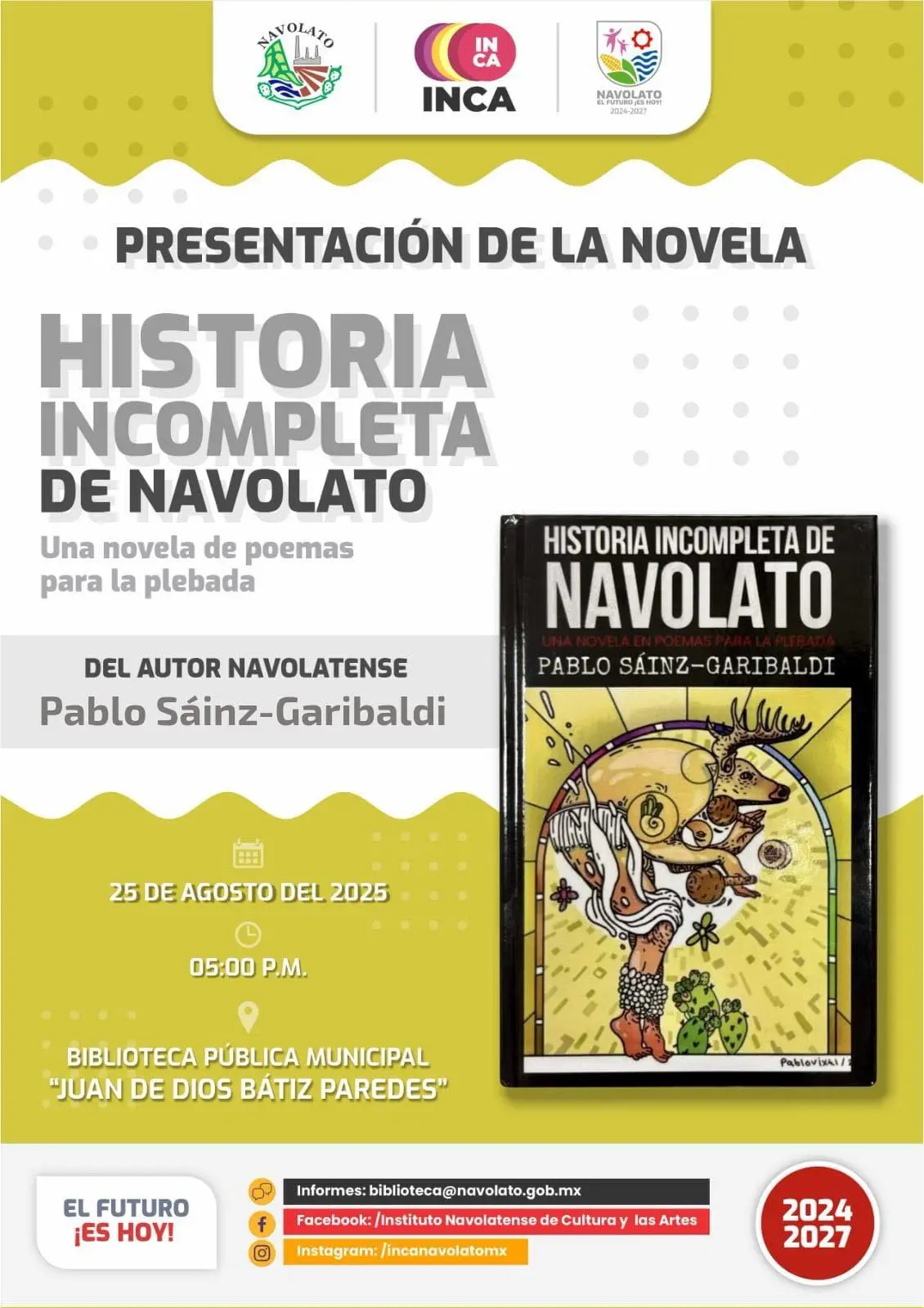 El libro de Pablo Jaime Sainz Garibaldi es La Historia Incompleta de Navolato que se presentará de forma virtual.