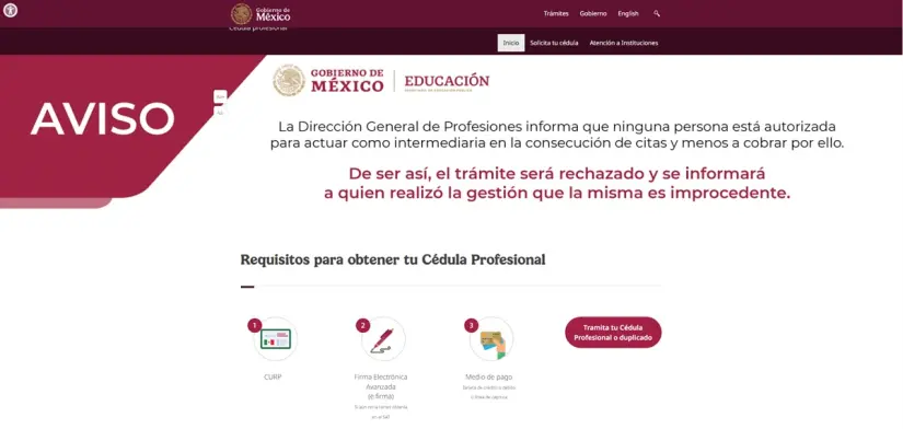 Para tramitar la cédula profesional deberás ingresar a la página web. Foto: Cortesía. Para tramitar la cédula profesional deberás ingresar a la página web. Foto: Cortesía.