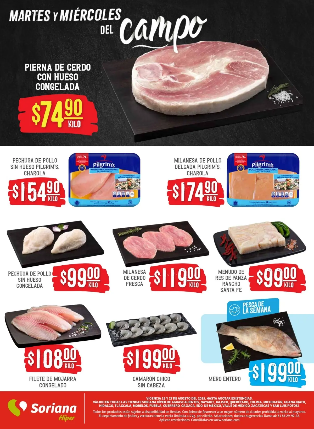 Ofertas de Soriana en Martes y Miércoles del Campo: 26 y 27 de agosto También encontrarás ofertas en carnes, pescados y mariscos. Imagen: Soriana
