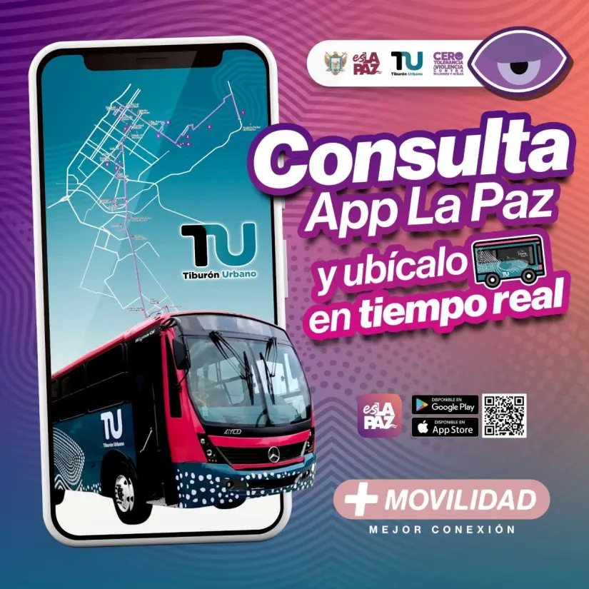 Con la App La Paz puedes seguir la ruta del Tiburón Urbano Con la App La Paz puedes seguir la ruta del Tiburón Urbano. Foto: Cortesía