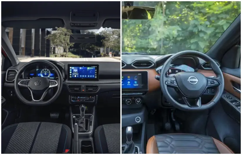 Volkswagen Tera 2026 vs Nissan Magnite 2025: ¿Cuál es la mejor SUV económica? Así lucen por dentro el Tera (izquierda) y el Magnite (derecha). Fotos: Cortesía