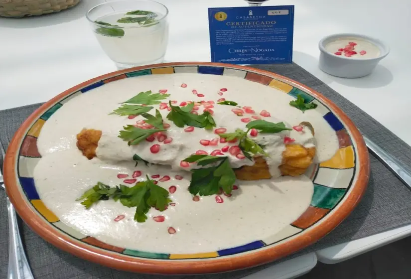 Lugares de Puebla para comer Chiles en Nogada Casareyna es de los recintos más visitados. Foto: Cortesía