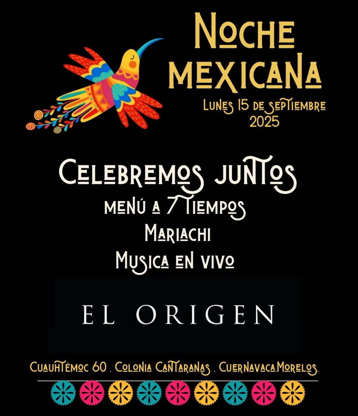 Disfruta de las fiestas patrias en el restaurante El Origen con su Noche Mexicana. Foto: Facebook El Origen Disfruta de las fiestas patrias en el restaurante El Origen con su Noche Mexicana. Foto: Facebook El Origen.