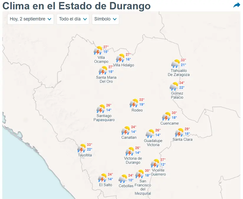 Clima en el estado. Foto: Meteored