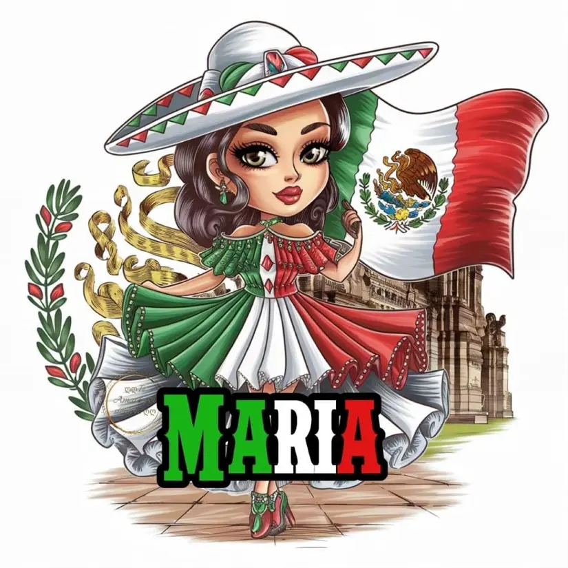 Nombre María con diseño mexicano Nombre María con diseño mexicano. Foto: Nombres