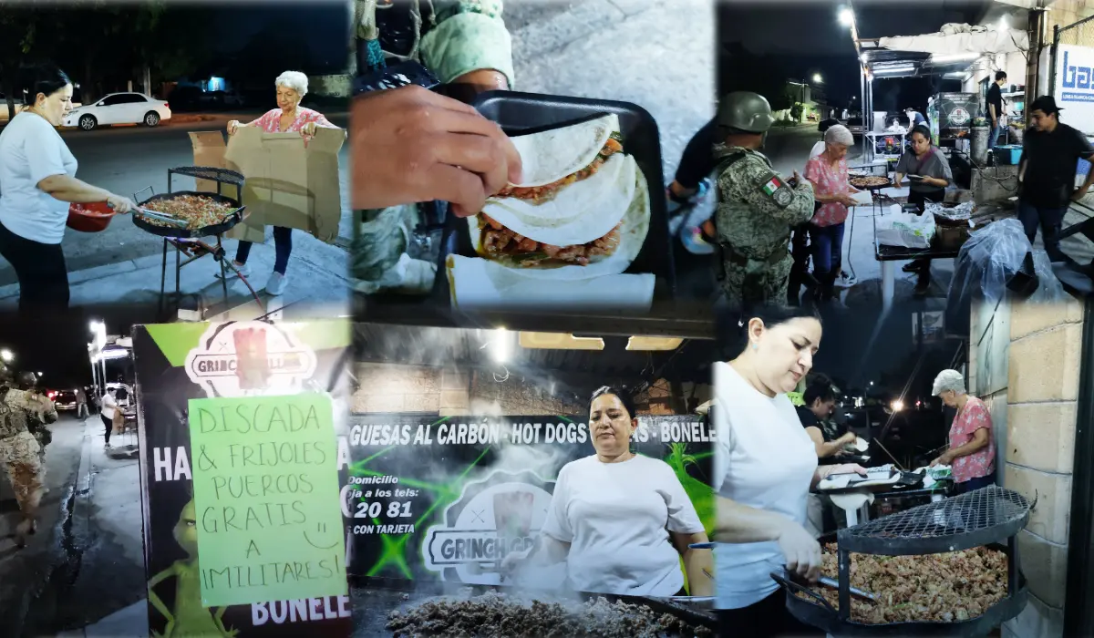 En la colonia Díaz Ordaz, una cena preparada con cariño se convirtió en un símbolo de gratitud y esperanza para los soldados que protegen a Culiacán. Foto: Juan Madrigal