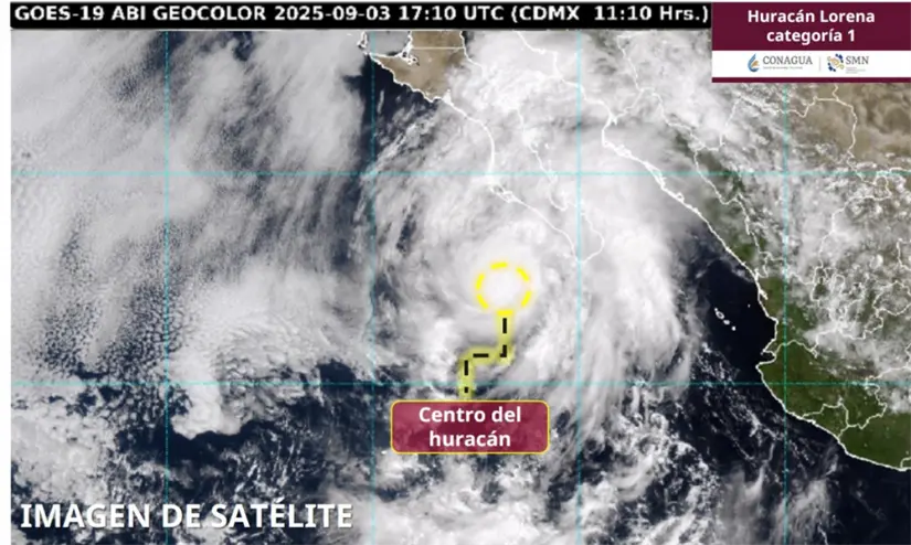 ¿Cómo afectará el huracán Lorena a Baja California? Baja California sentirá los efectos del huracán Lorena. Imagen: Conagua