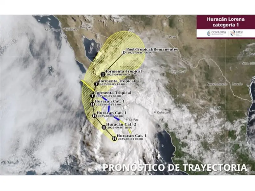 ¿Cuál es la trayectoria del Huracán Lorena? Pronostico de trayectoria. Foto: Conagua