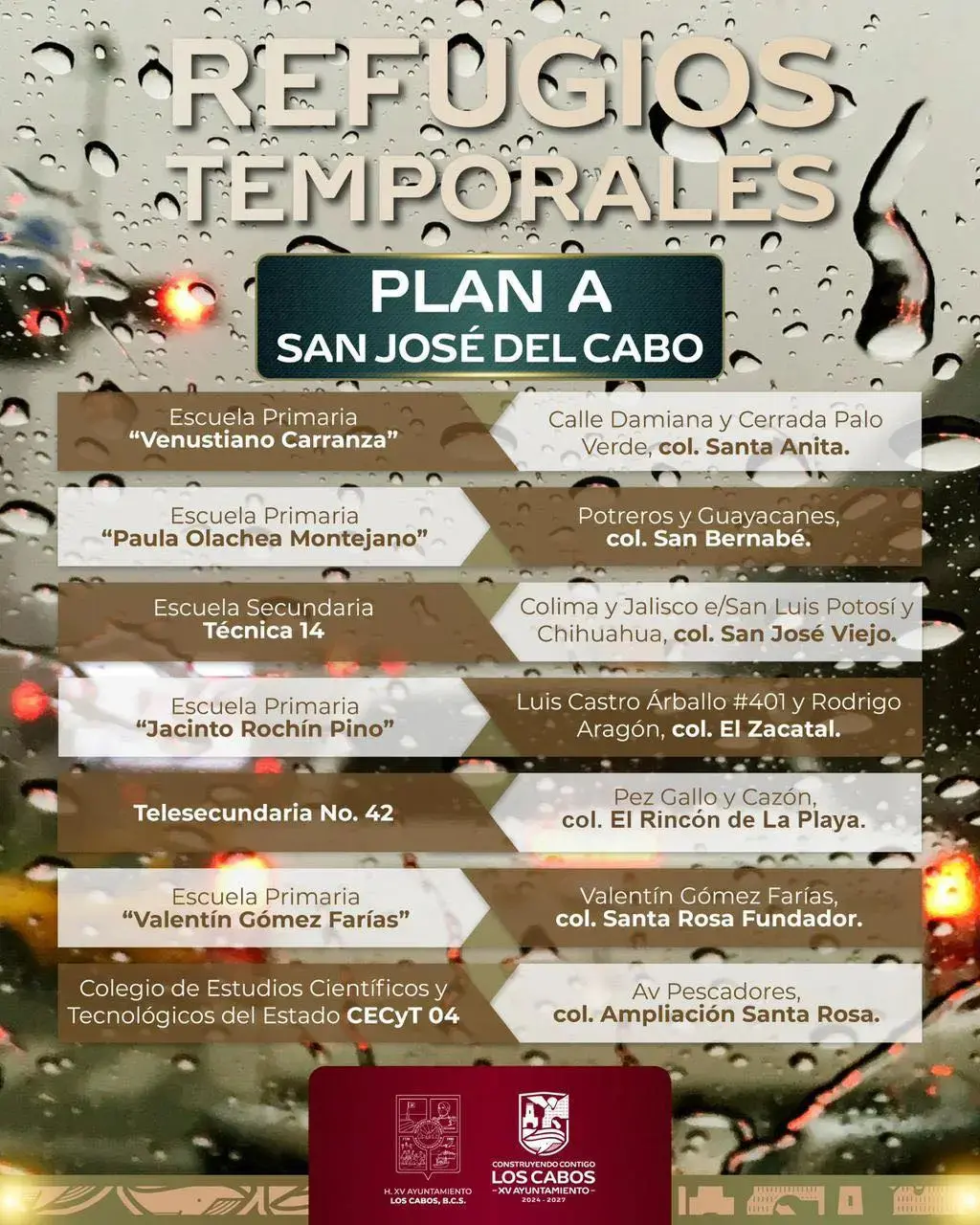 Refugios Temporales Plan A San José del Cabo. Foto: Gobierno de BCS. Refugios Temporales Plan A San José del Cabo. Foto: Gobierno de BCS.