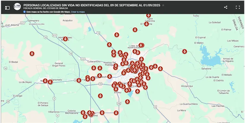 FGE crea mapa de personas localizadas sin identificar en Sinaloa El mapa es fácil de utilizar. Foto: Captura de pantalla