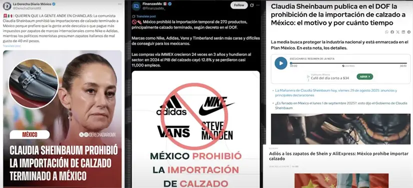 Mentiras sobre prohibición de la importación de calzado. Imagen. Mañanera del Pueblo.