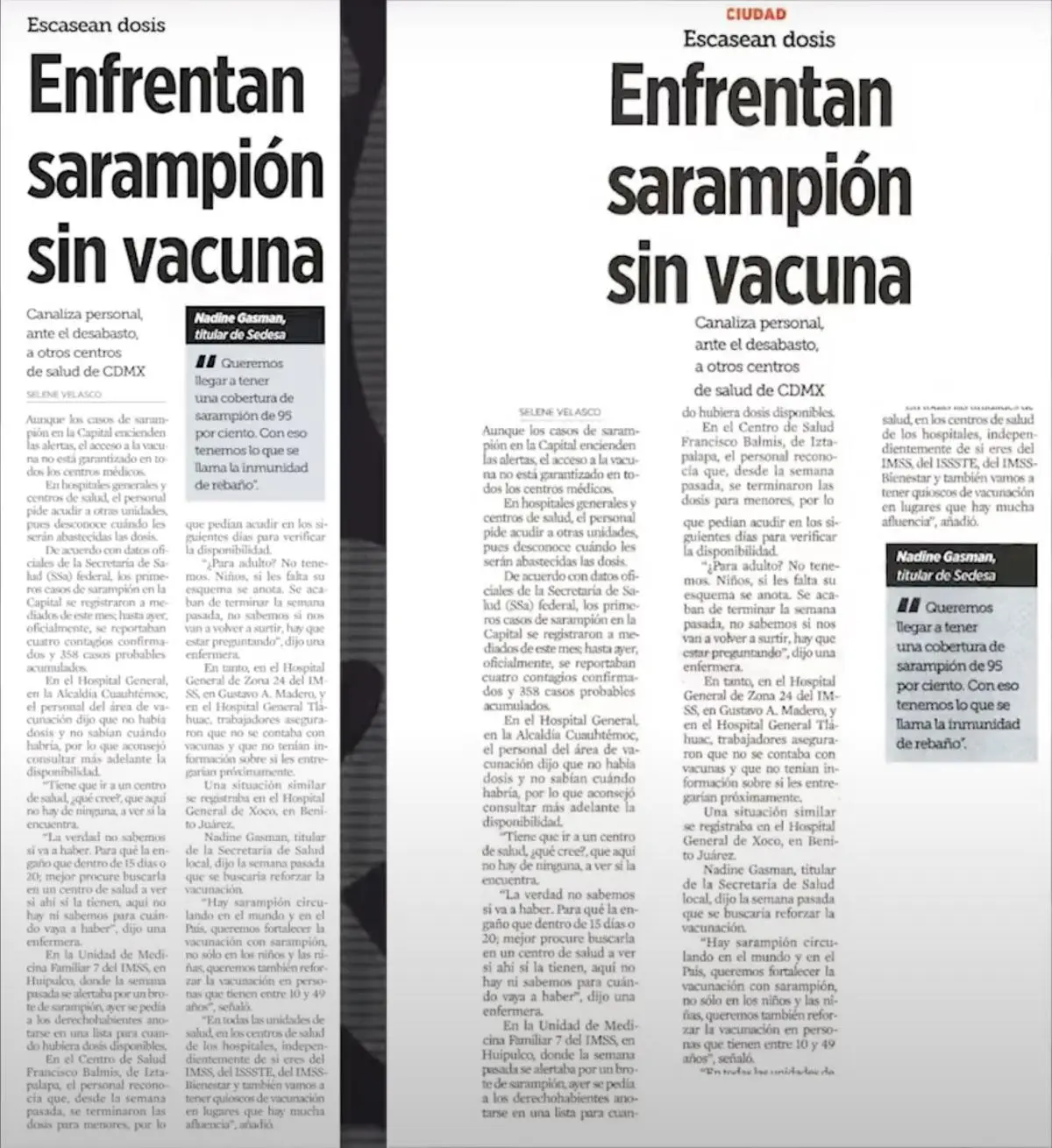 Mentiras sobre falta de vacunas contra el sarampión. Imagen. Mañanera del Pueblo.
