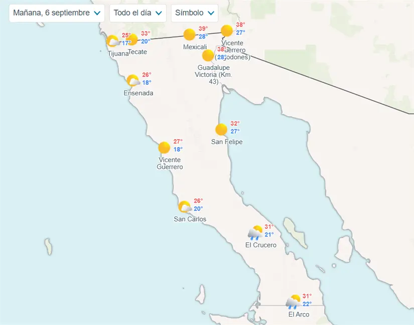 Clima para el sábado 6 de septiembre. Foto: Meteored