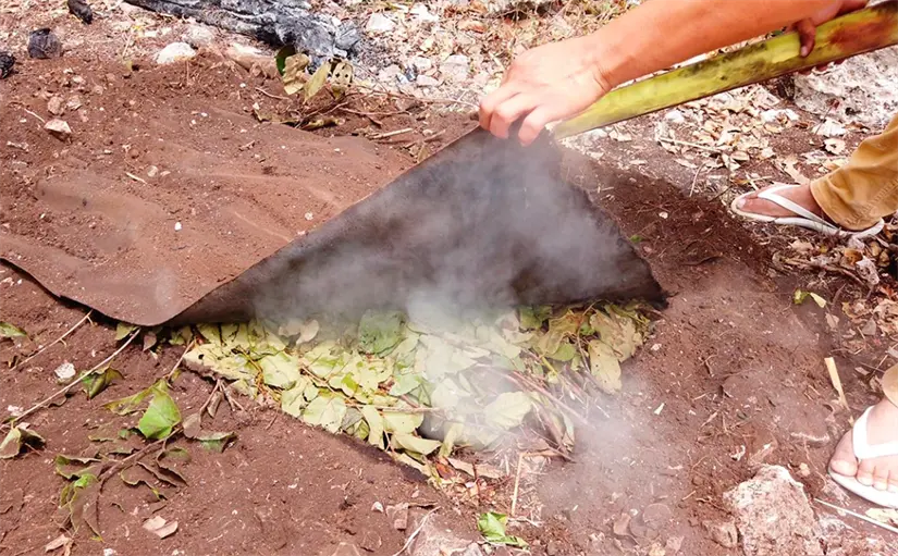 Antigua forma de cocinar la cochinita pibil. Foto: cortesía.