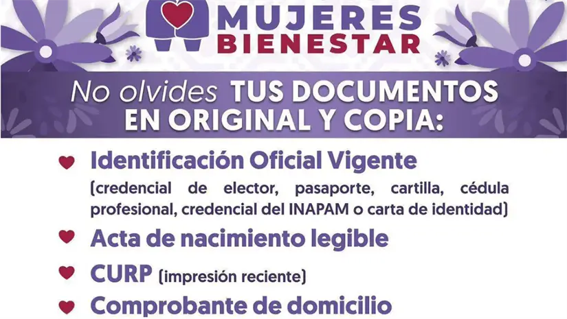 Documentos para el programa Mujeres del Bienestar. Foto: cortesía.