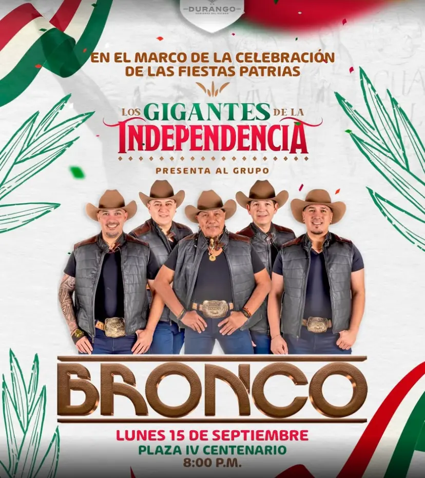 El grupo Bronco se presentará en Durango el 15 de septiembre de 2025. Foto: cortesía El grupo Bronco se presentará en Durango el 15 de septiembre de 2025. Foto: cortesía.