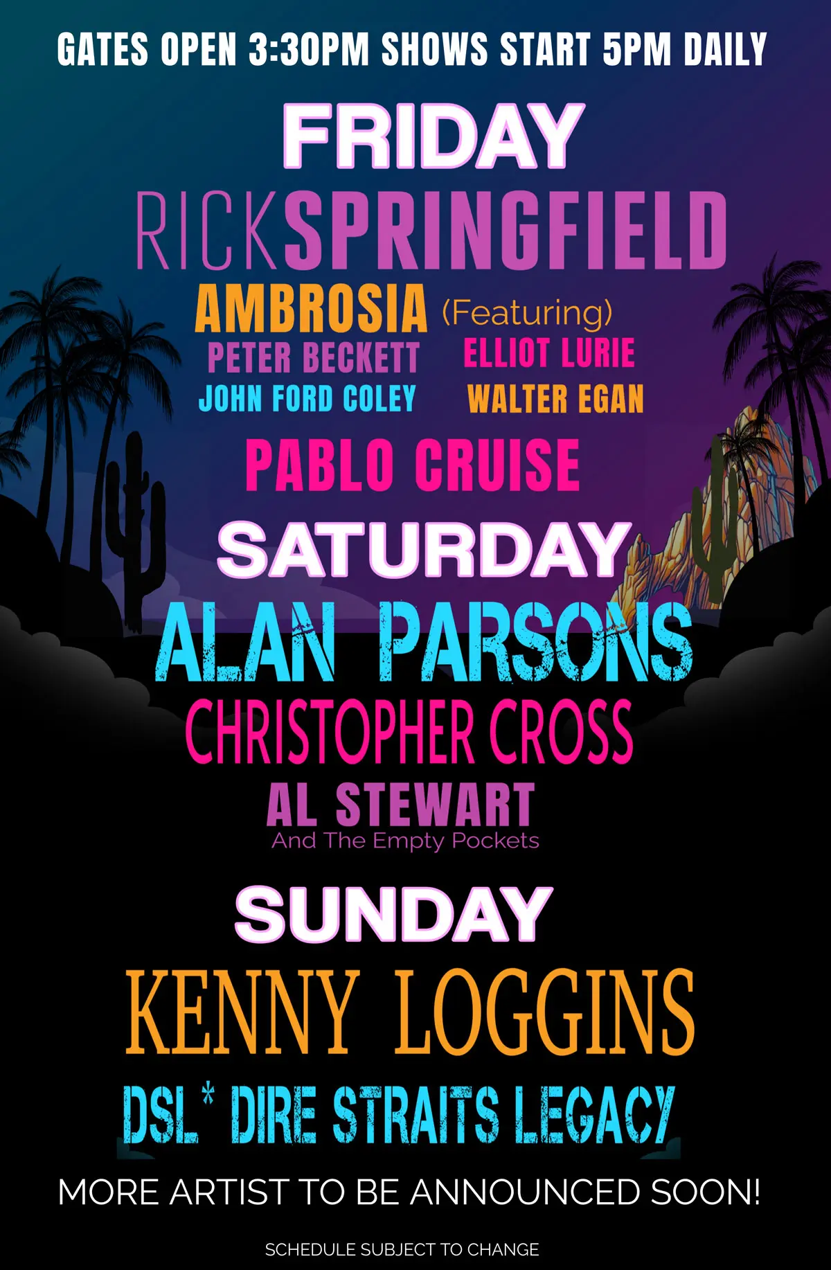 Cartelera oficial del Sunset Fest 2025. Foto: Cortesía.