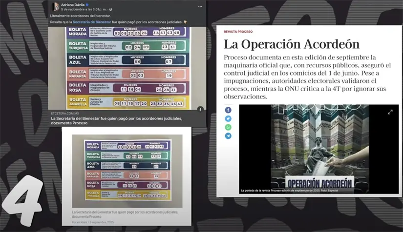 Mentiras sobre difusión de acordeones para manipular el voto.  Imagen. Mañanera del Pueblo.