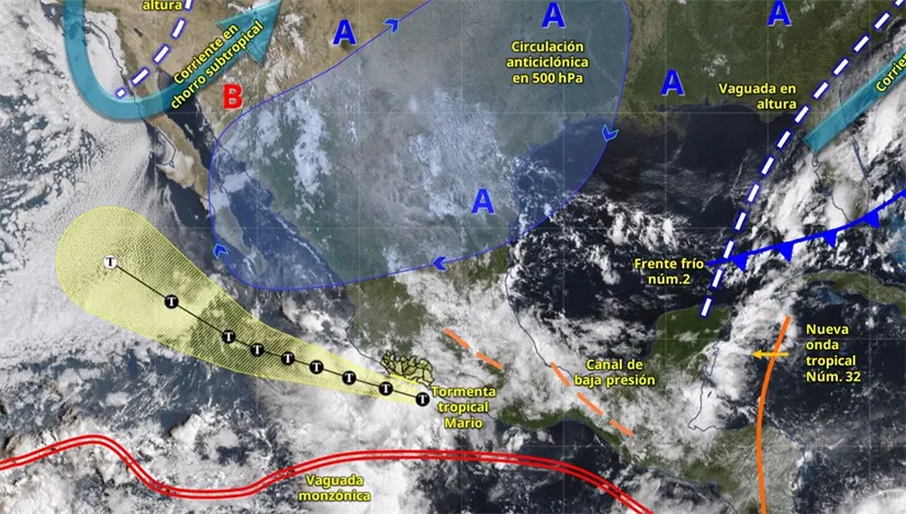 Continúa el pronóstico de lluvias este fin de semana en gran parte del país. Imagen: Conagua