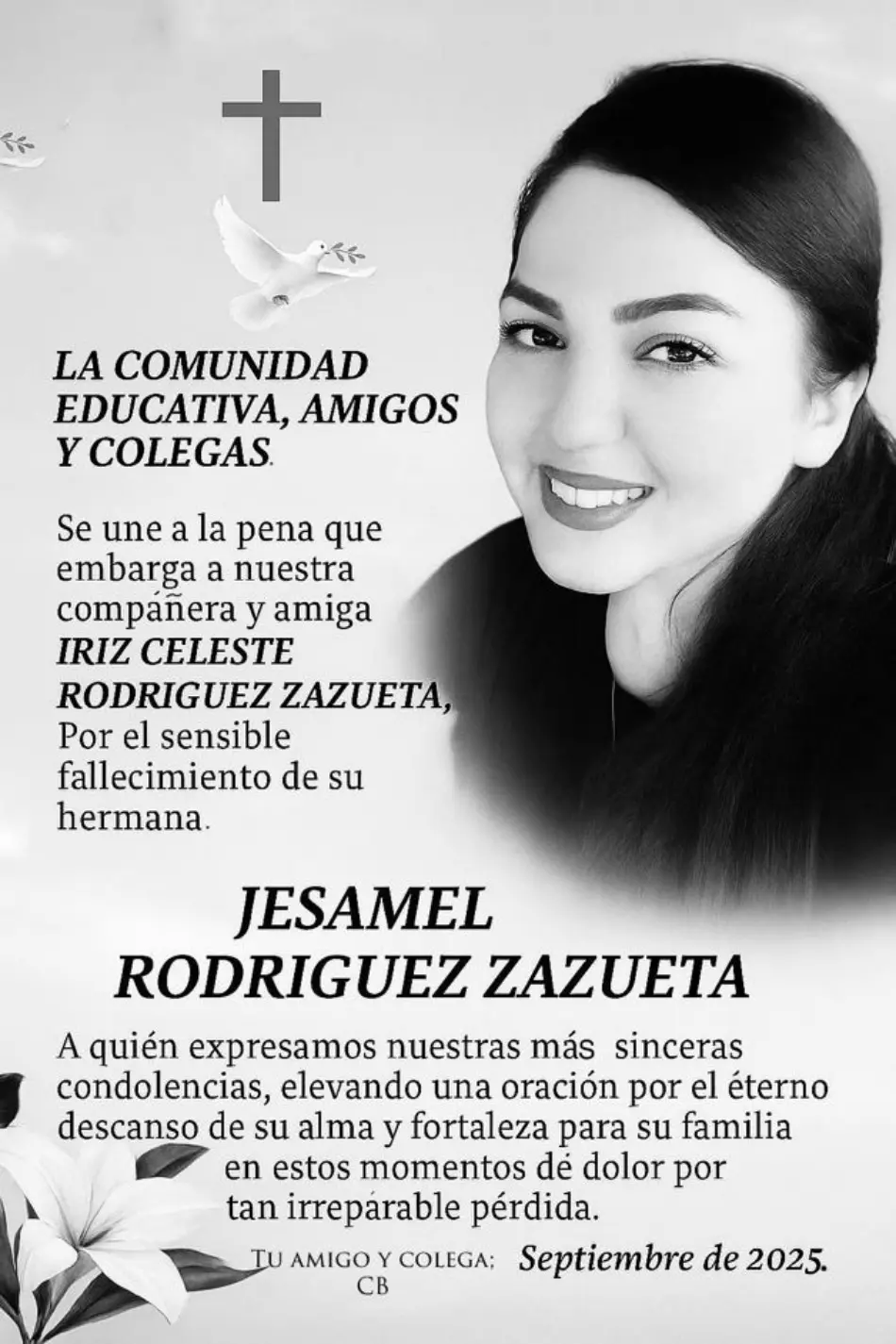La comunidad magisterial lamentó profundamente la muerte de Jesamel. Imagen: Cortesía