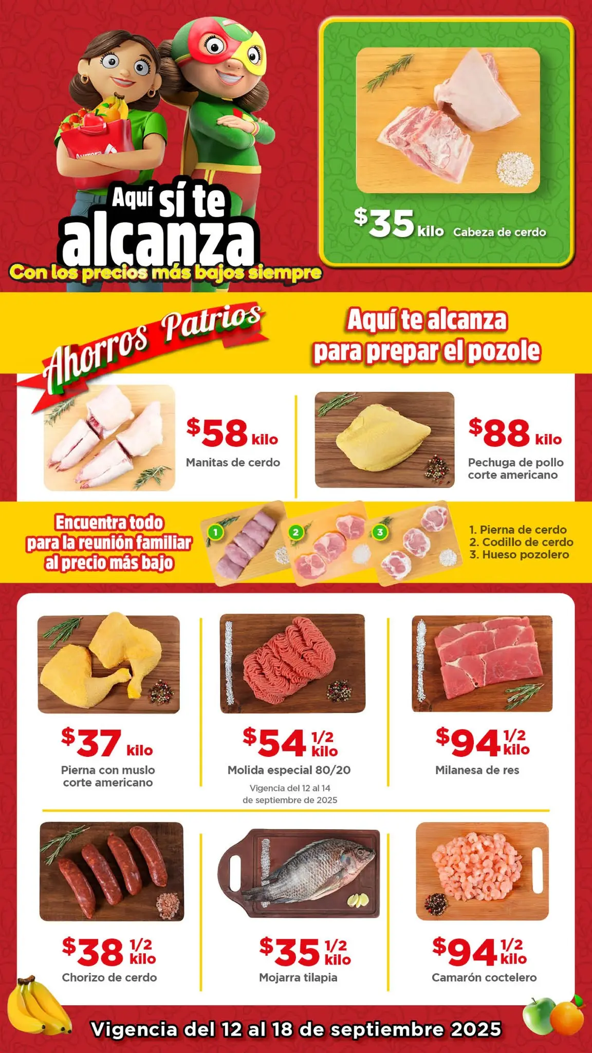 Encuentra precios bajos en carnes, pescados y mariscos. Imagen: Bodega Aurrera