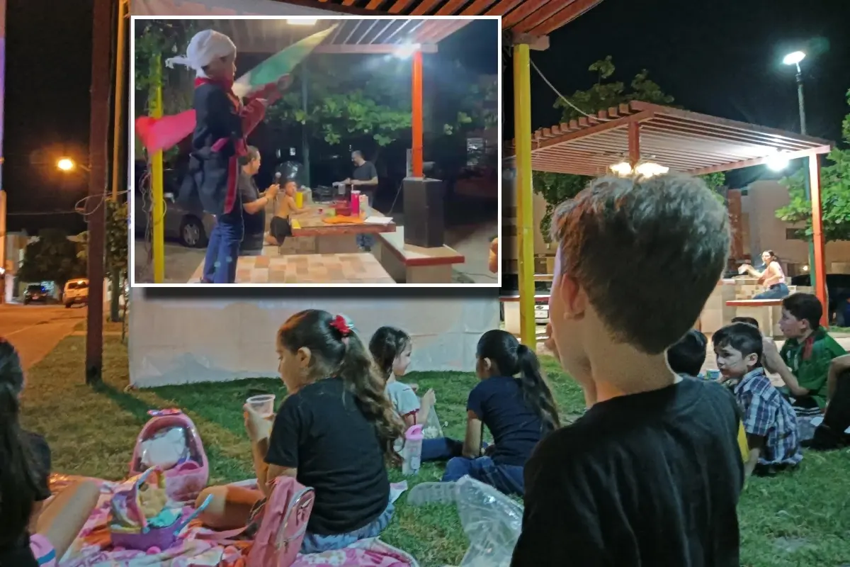 Vecinos del fraccionamiento Zona Dorada disfrutaron de una función de cine y una simbólica ceremonia de Grito de Independencia, esto en el Parque Lago Manitoba| Imágenes de Francisco Castro