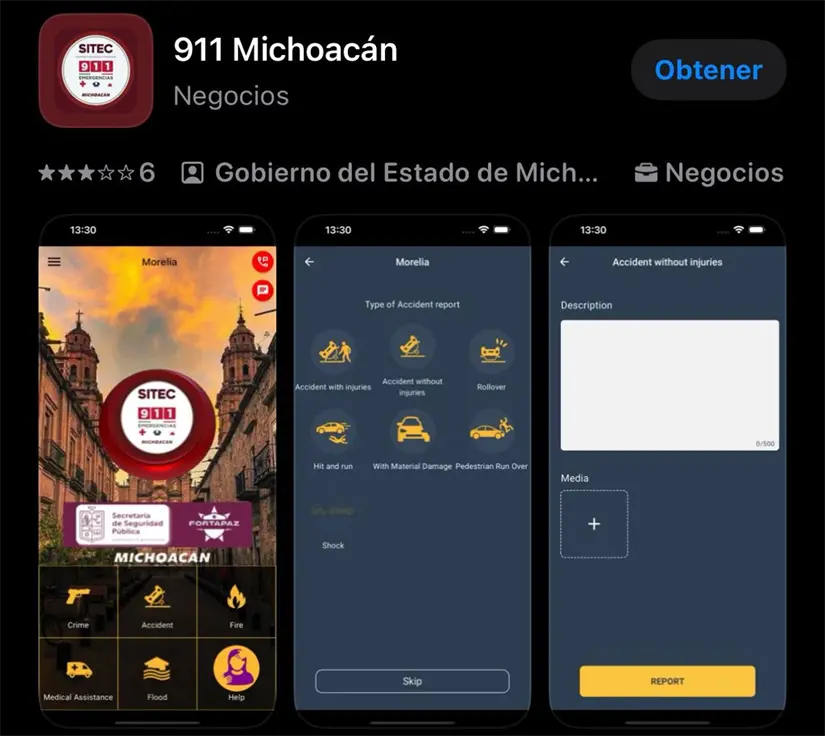 La app 911 Michoacán es una herramienta de seguridad. Foto: Cortesía.