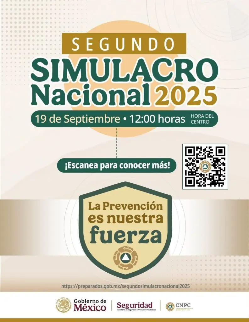 El simulacro será el viernes 19 de septiembre. Foto: Gob. de México
