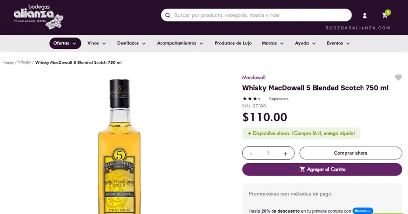 Esta marca mexicana destaca por su precio accesible y buena calidad. Imagen: bodegasalianza