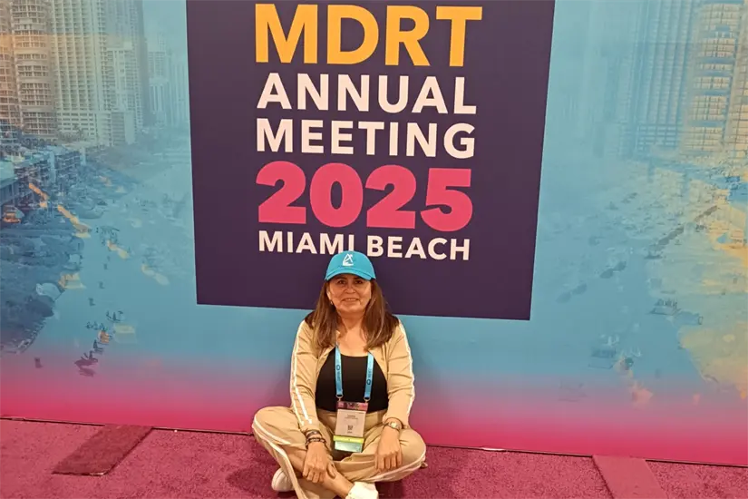 Juanita Escalante durante la Reunión Anual MDRT, realizada este año en Miami Beach, evento al que asisten los mejores asesores patrimoniales.