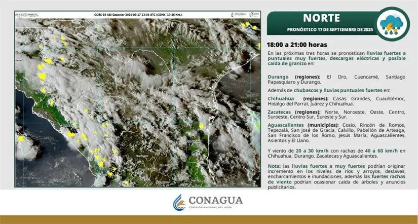 Lluvias para Zacatecas esta noche. Foto: Cortesía