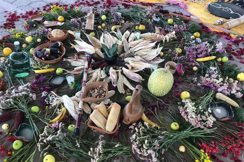 Ofrenda hecha con maíz. Ofrenda hecha con maíz. Foto: Cortesía.