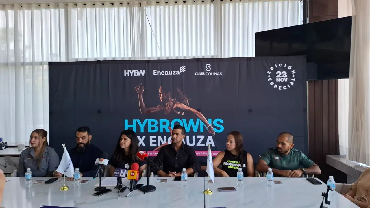 Presentación oficial del evento “HYBROWNS X ENCAUZA” en Culiacán, con organizadores y autoridades deportivas.