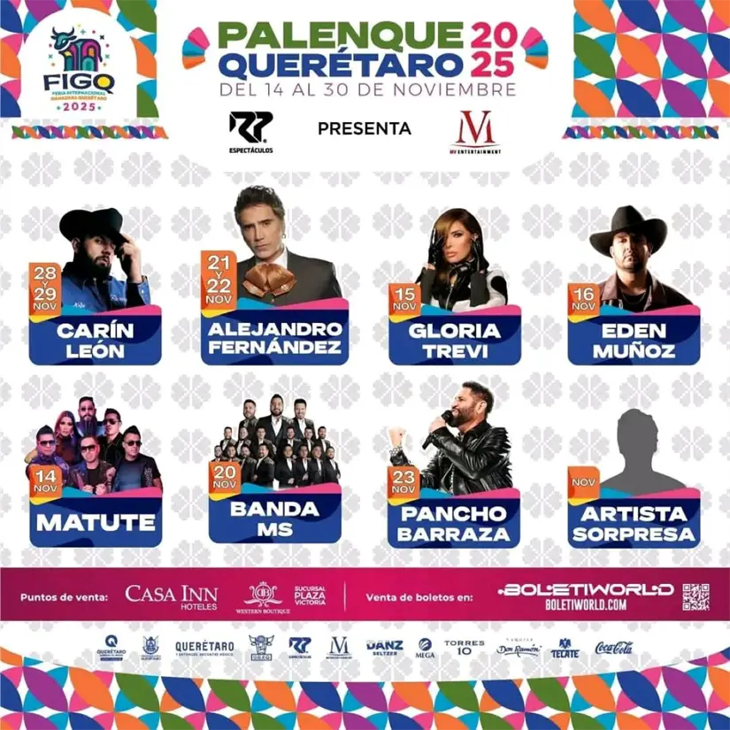 Feria Ganadera de Querétaro 2025 y los artistas que se presentarán en el Palenque Feria Ganadera de Querétaro 2025 y los artistas que se presentarán en el Palenque. Foto: Cortesía