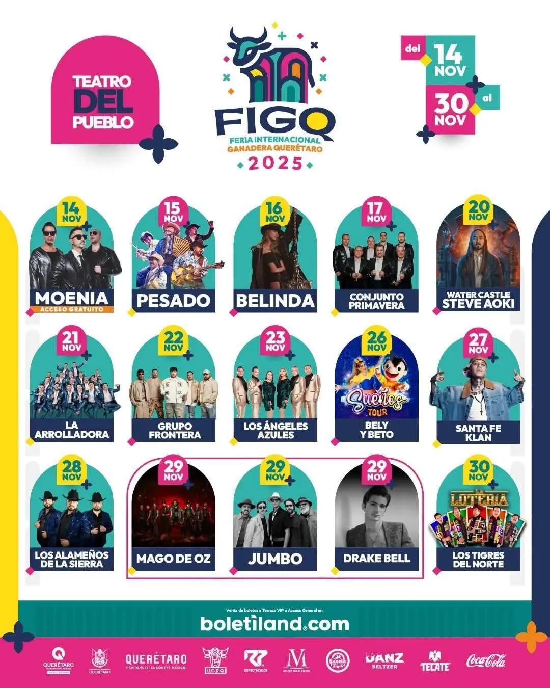 Feria Ganadera de Querétaro y los artistas del Teatro del Pueblo 2025 Feria Ganadera de Querétaro y los artistas del Teatro del Pueblo 2025. Foto: Cortesía