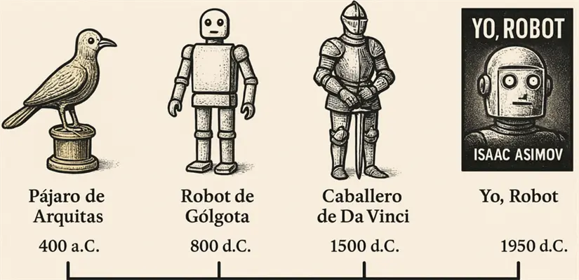 Línea de tiempo de los autómatas antiguos.