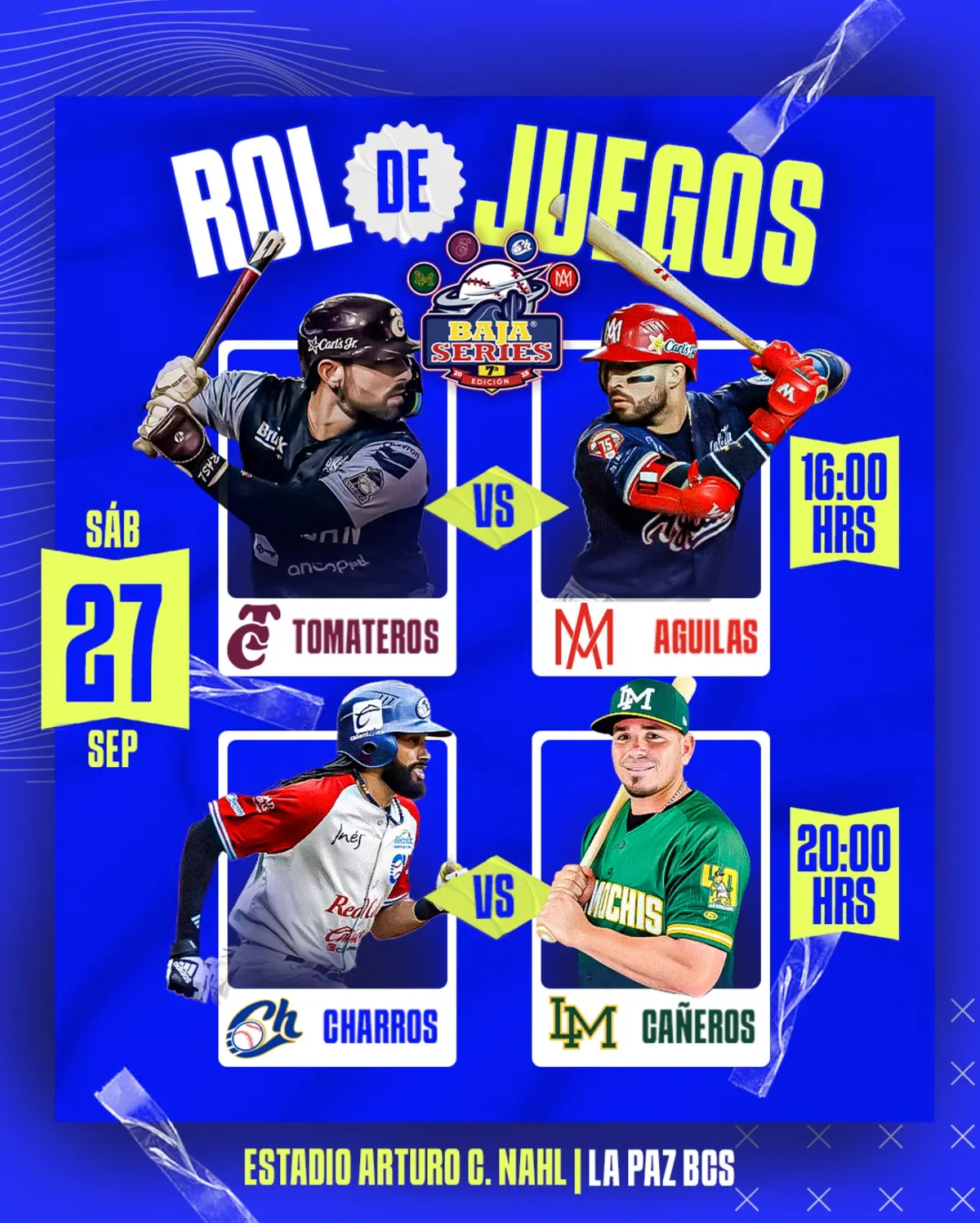 Rol de juegos del evento Baja Series 2025 en La Paz. Foto: cortesía.