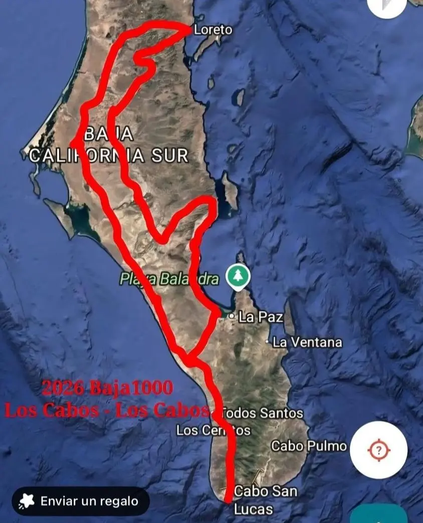 Posible Ruta de la Baja Mil 2026. Foto: Cortesía.