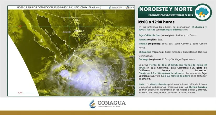 Así estará el clima esta mañana en la zona noroeste del país. Imagen: Conagua