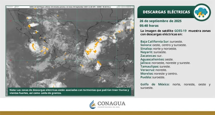 Se esperan lluvias en Aguascalientes y otras regiones del país hoy. Imagen: Conagua