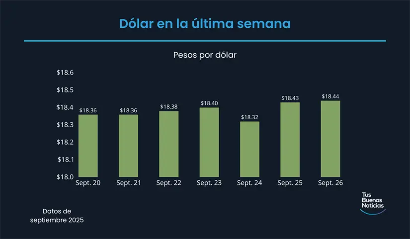 Precio del dólar en la última semana de acuerdo al DOF. Foto: TBN