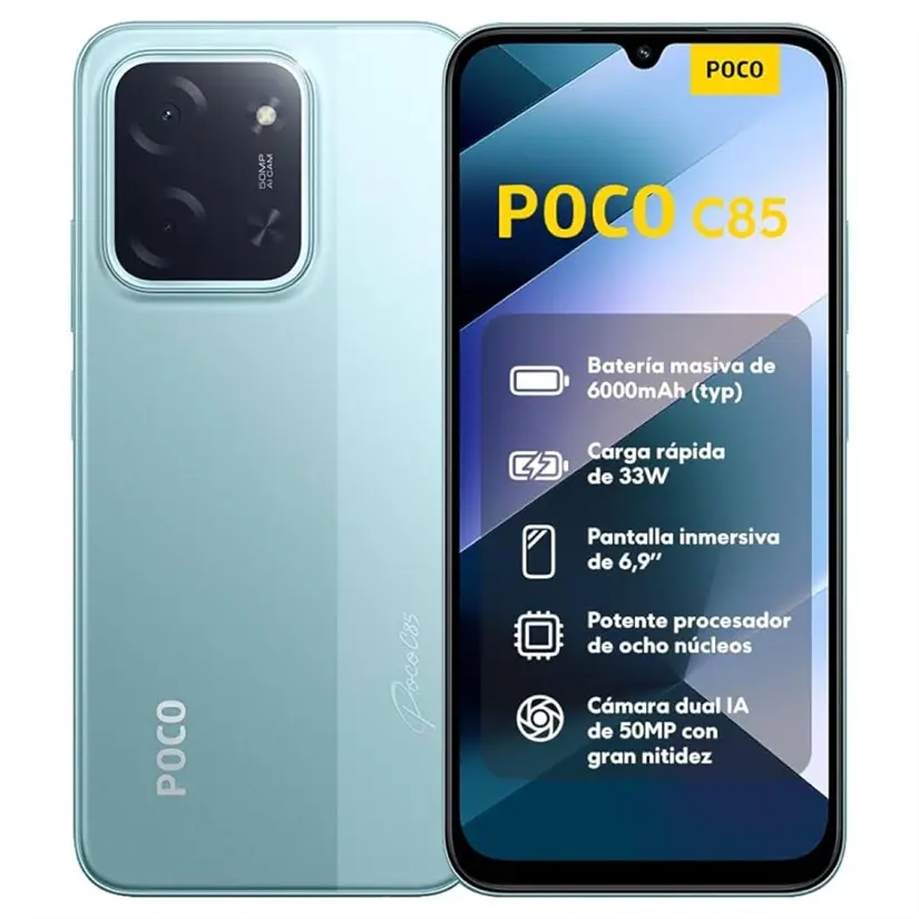 Xiaomi Poco C85 con RAM de 6 y 8 GB. Foto: Cortesía