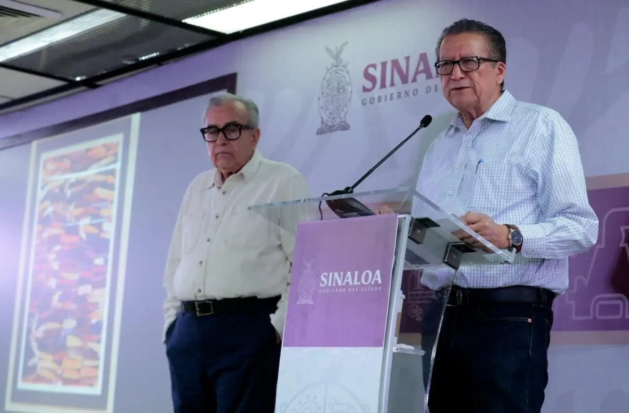 El gobernador Rubén Rocha Moya durante su Conferencia Semanera, donde informó del respaldo anticipado de Claudia Sheinbaum a maiceros de Sinaloa