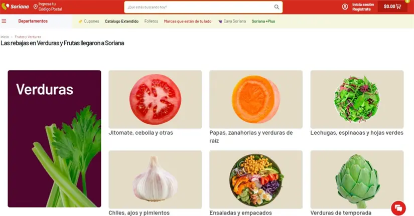 Encuentra frutas y verduras a precios bajos en Soriana cada semana.