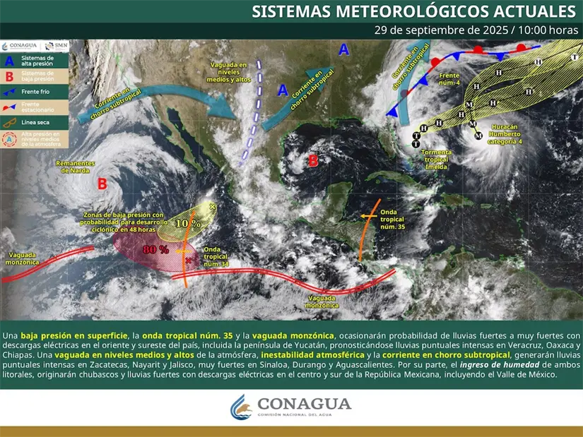 Se pronostican fuertes lluvias. Foto: Conagua