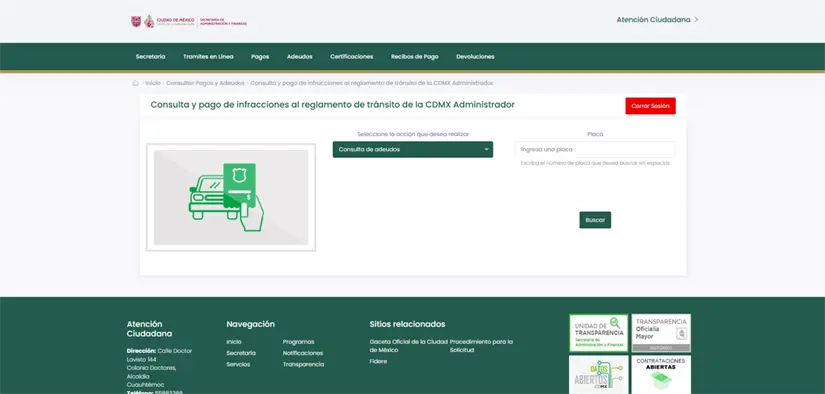 Portal oifical de la Secretaría de Administración y Finanzas de CDMX. Foto: Cortesía.