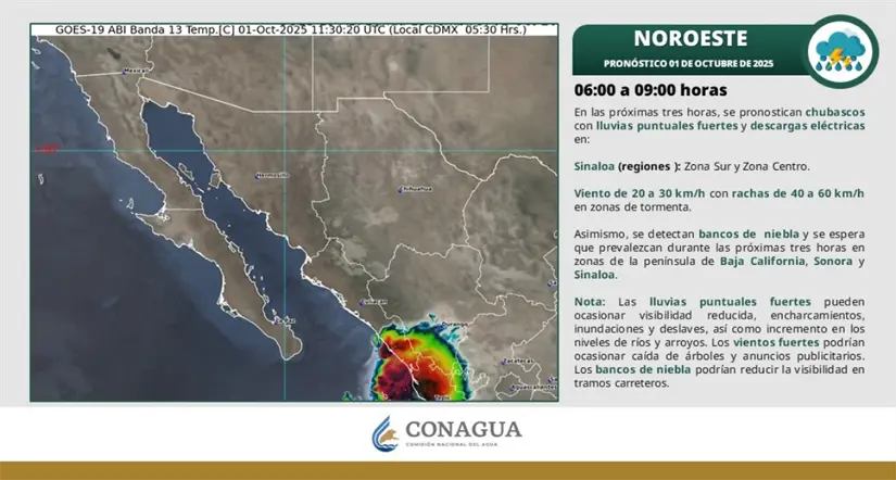 Bancos de niebla matutinos en Baja California y el resto de la región. Imagen: Conagua